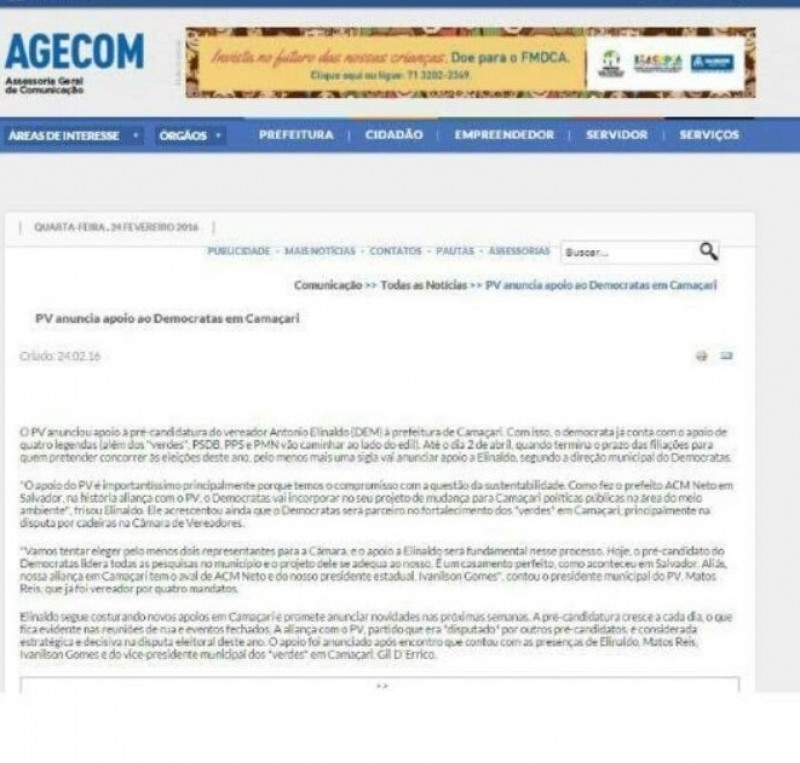 Publicação no site da Agecom Publicação no site da Agecom
