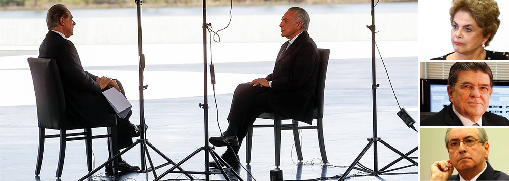 Em entrevista ao jornalista Roberto D'Ávila, o interino Michel Temer cometeu um ato falho ao explicar por que vetou o uso de um avião presidencial pela presidente Dilma Rousseff