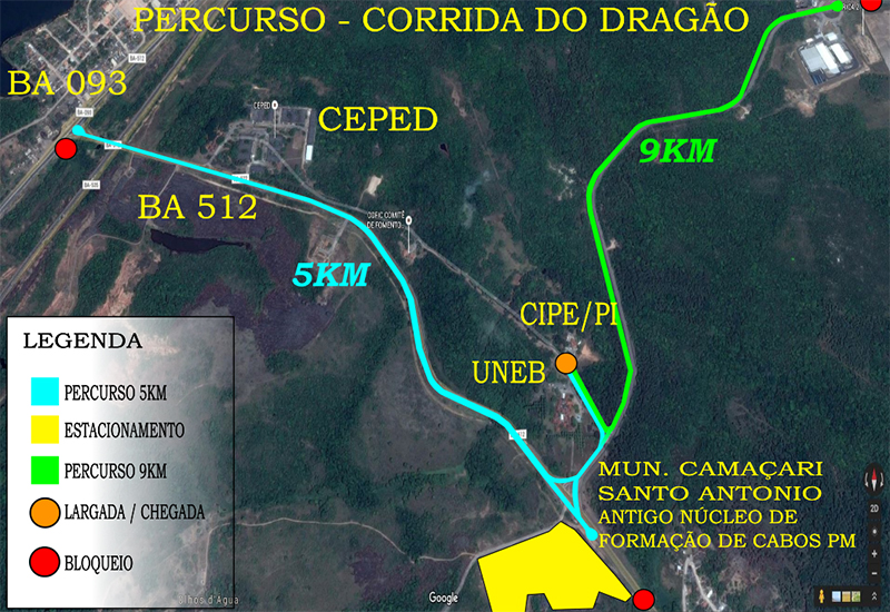 Trechos que serão interditados para Corrida do Dragão