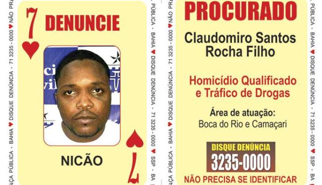 Claudomiro Santos Rocha Filho, o Nicão, entrou no Baralho do crime na sexta e já foi preso no sábado (Foto: Divulgação | SSP Bahia)