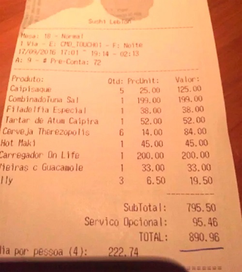 Valor pelo uso do carregador portátil foi cobrado na conta (Foto: Reprodução) Valor pelo uso do carregador portátil foi cobrado na conta (Foto: Reprodução)