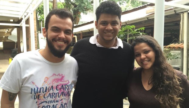 Gabriel Gomes, Lucas Clementino e Michelle Egito (da esq. para a dir.), três dos oito integrantes do Gabriel Gomes, Lucas Clementino e Michelle Egito (da esq. para a dir.), três dos oito integrantes do