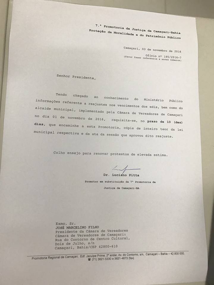 Ofício do MP