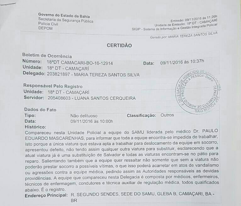 Ocorrência Ocorrência