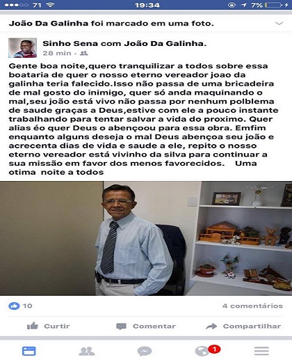 Familiares do ex-vereador publicaram mensagens em perfis nas redes sociais para tranquilizar os amigos Familiares do ex-vereador publicaram mensagens em perfis nas redes sociais para tranquilizar os amigos