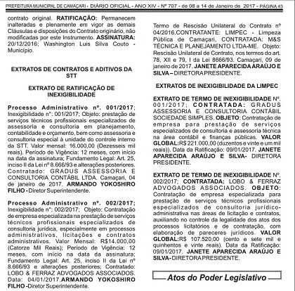 Além de ser contrata pela prefeitura a Gradus também abocanhou mais dois contratos (Foto: Print)
