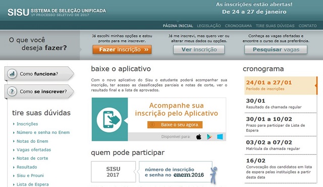 No primeiro semestre de 2017, serão 238.397 vagas de graduação em 131 universidades federais, institutos federais de educação, ciência e tecnologia e instituições estaduais (Foto: Print) No primeiro semestre de 2017, serão 238.397 vagas de graduação em 131 universidades federais, institutos federais de educação, ciência e tecnologia e instituições estaduais (Foto: Print)