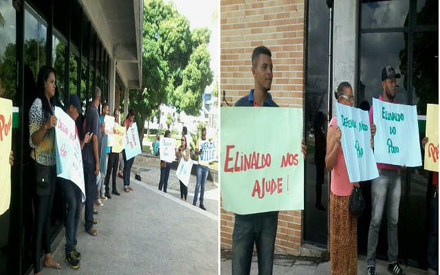 A manifestação foi realizada por pessoas que estão tendo suas barracas derrubadas pela Prefeitura às margens da via pública próxima ao residencial Muta, atrás do Camaçari Duo