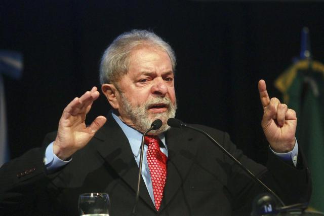 O depoimento de Lula durou cerca de 45 minutos. No discurso, ele exaltou realizações de seu governo e reclamou da imprensa (Foto: AFP)