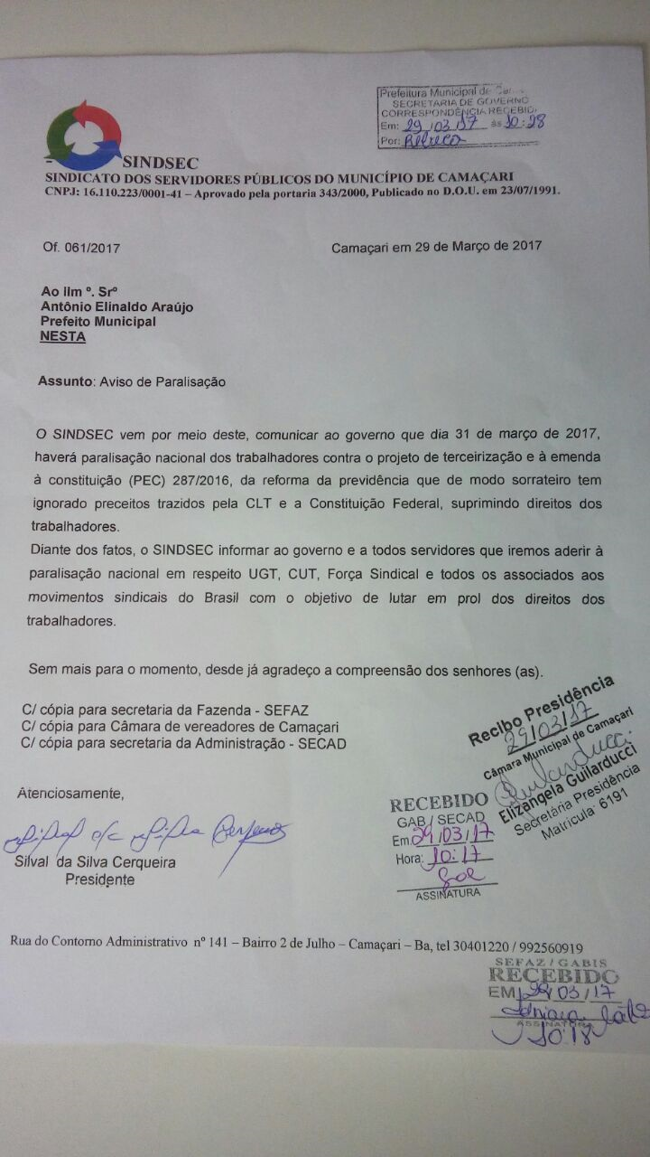 Comunicado do Sindsec Comunicado do Sindsec