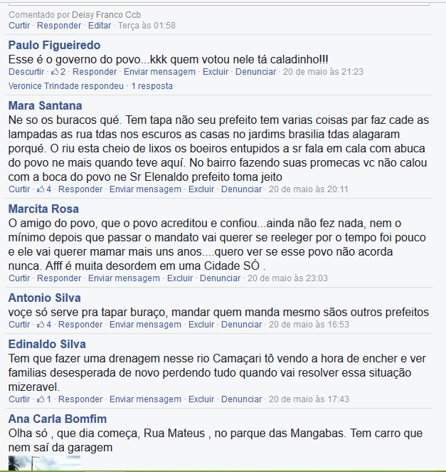 Os leitores aproveitaram o espaço na página do CFF para criticar esse início de gestão e fazer denúncias