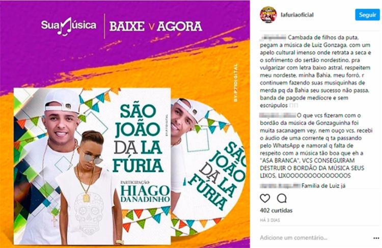 Banda La Fúria foi alvo de várias críticas no perfil do grupo no Instagram (Foto: Reprodução | Instagram) Banda La Fúria foi alvo de várias críticas no perfil do grupo no Instagram (Foto: Reprodução | Instagram)