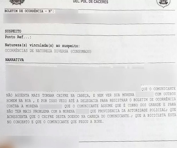 No registro, o homem conta que já presenciou várias traições, inclusive que já flagrou a esposa na cama com outro No registro, o homem conta que já presenciou várias traições, inclusive que já flagrou a esposa na cama com outro