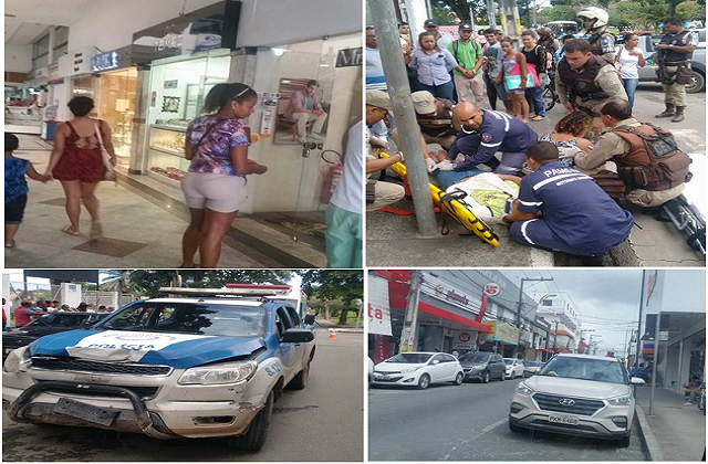Lojas são assaltadas no centro. Durante perseguição pessoas ficam feridas