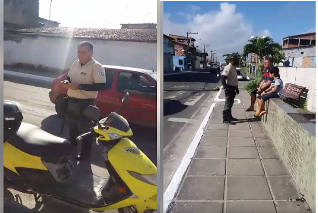 O que dá para entender na cena é que um dos agentes teria tomado à força a chave da moto do rapaz, que pelas imagens se revolta com a atitude do funcionário público