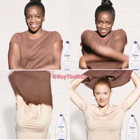 No vídeo, uma mulher negra retira a camiseta e revela uma mulher branca por baixo