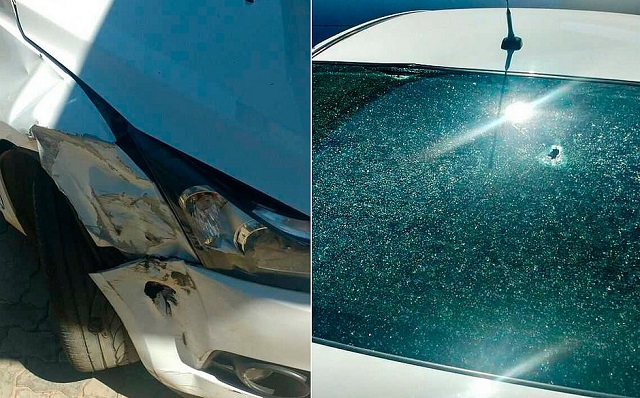Marcas de tiro no carro do arquiteto (Arquivo Pessoal)
