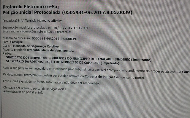 Protocolo que dá conta de que os servidores não se renderão aos desmandos do goveno