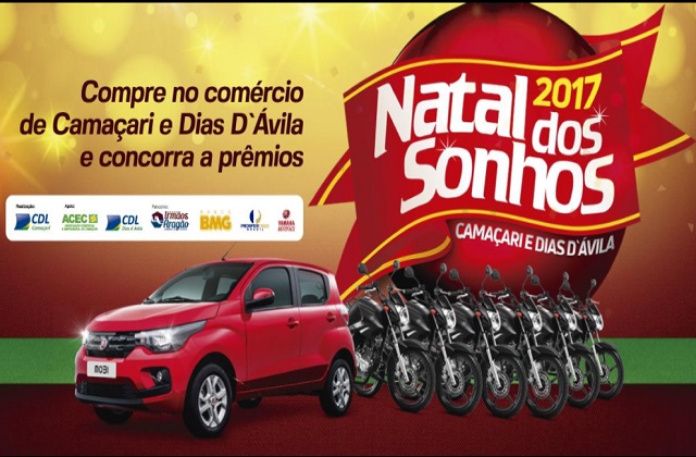 A Campanha Natal dos Sonhos é uma realização da CDL Camaçari com o apoio da ACEC e CDL Dias D'Ávila. A Campanha Natal dos Sonhos é uma realização da CDL Camaçari com o apoio da ACEC e CDL Dias D'Ávila.