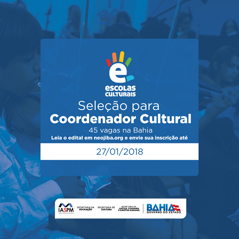 São ao todo 45 vagas de coordenador cultural, que serão distribuídas na Bahia São ao todo 45 vagas de coordenador cultural, que serão distribuídas na Bahia