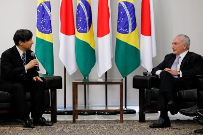 O presidente Michel Temer recebe o príncipe herdeiro do Japão, Naruhito, no Palácio do Planalto (Foto: Marcos Corrêa | PR)