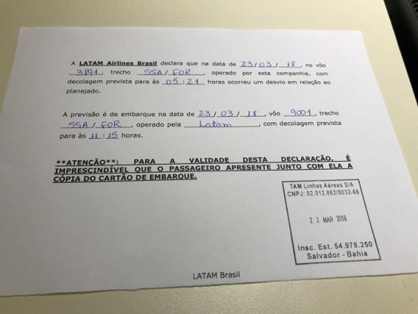 Latam afirmou que o voo foi cancelado por Latam afirmou que o voo foi cancelado por