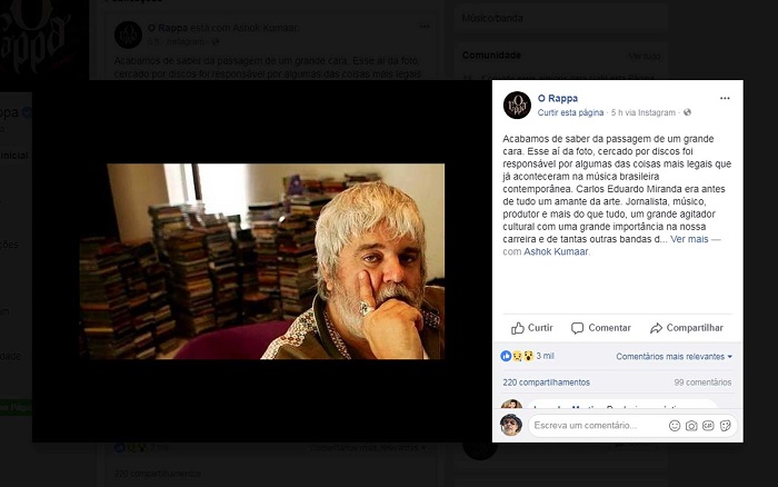 O Rappa também lamentou a morte do produtor (Foto: Reprodução | Facebook | O Rappa) 