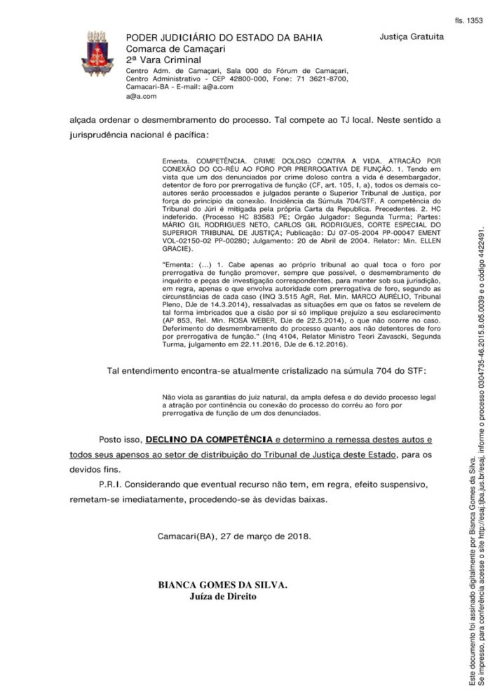 Decisão interlocutória datada no final do mês de março (Foto: Reprodução)