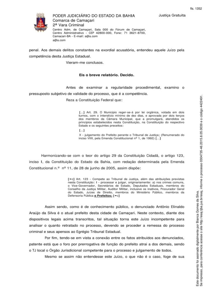 Decisão interlocutória datada no final do mês de março (Foto: Reprodução)