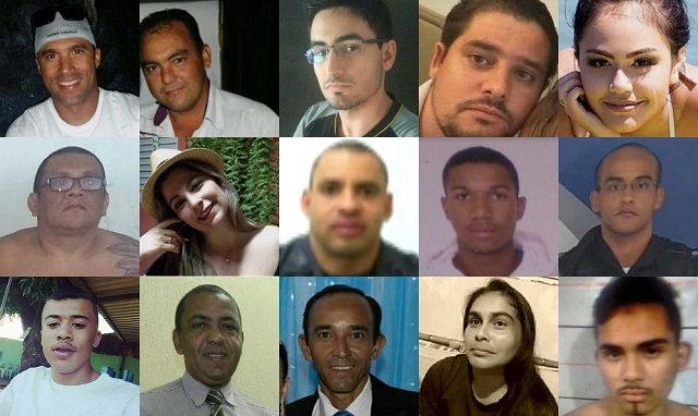 Algumas das vítimas da violência em fevereiro cujos casos foram registrados pelo G1 (Foto: Montagem de fotos | G1)