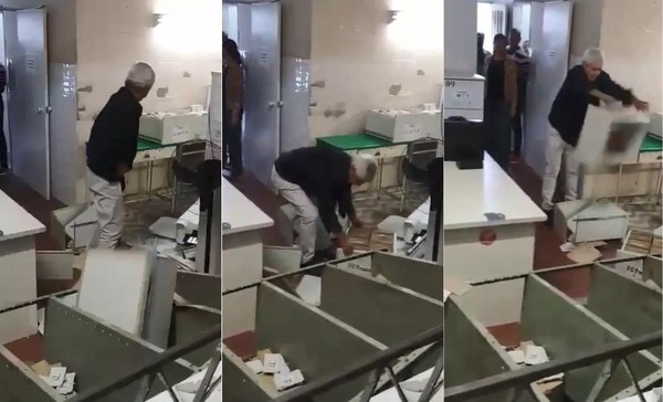 Imagens mostram médico fazendo o quebra-quebra no posto de saúde (Foto: VC no ESTV)