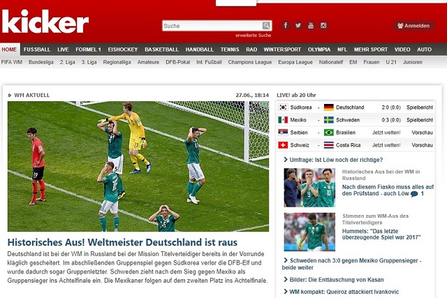 Kicker jornal Alemanha (Foto: Reprodução) Kicker jornal Alemanha (Foto: Reprodução)