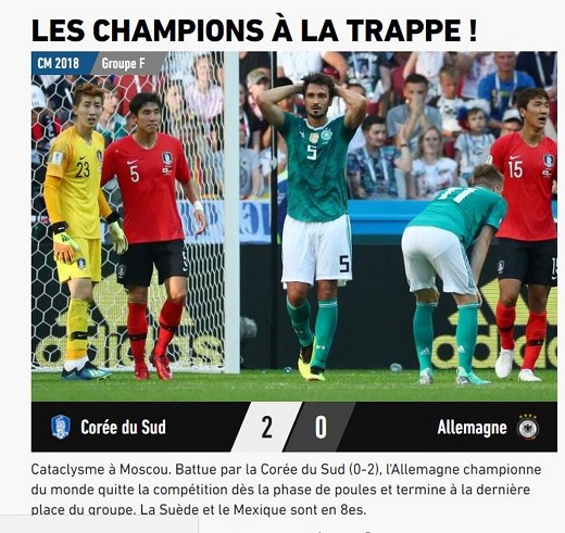L'Equipe Alemanha x Coreia (Foto: Reprodução) L'Equipe Alemanha x Coreia (Foto: Reprodução)