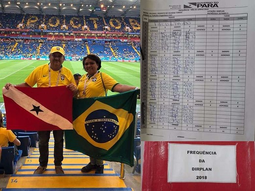 Mesmo faltando ao trabalho e deixando os pontos já assinados, a engenheira tirou fotos na Rússia e divulgou no Facebook (Foto: Reprodução)