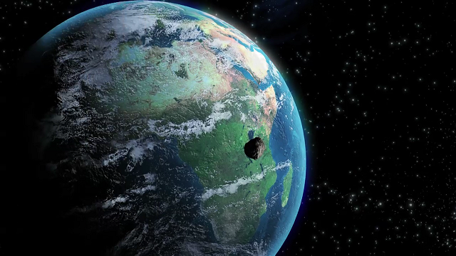 Concepção artística de um asteroide em rota de colisão com a Terra (Foto: B612 Foundation)