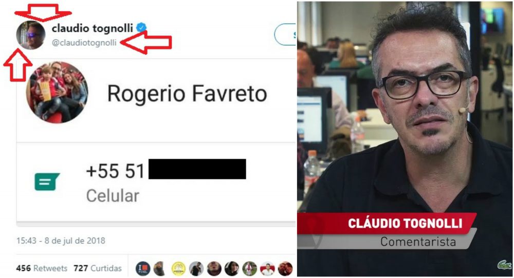 Cláudio Tognolli e a postagem em que divulgou o telefone do desembargador Rogério Fraveto Cláudio Tognolli e a postagem em que divulgou o telefone do desembargador Rogério Fraveto