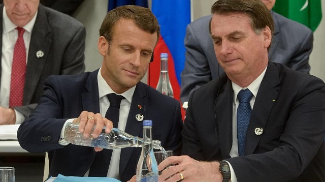 O escritório do presidente francês Emmanuel Macron acusou Bolsonaro de mentir durante o encontro do G20 em Osaka, no Japão, ao minimizar as preocupações com o a mudança climática (Foto: Reprodução)