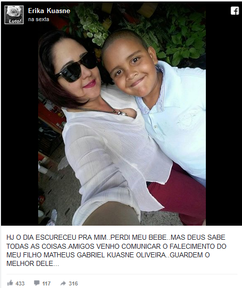 Relato de Erika no Facebook (Foto: Reprodução)