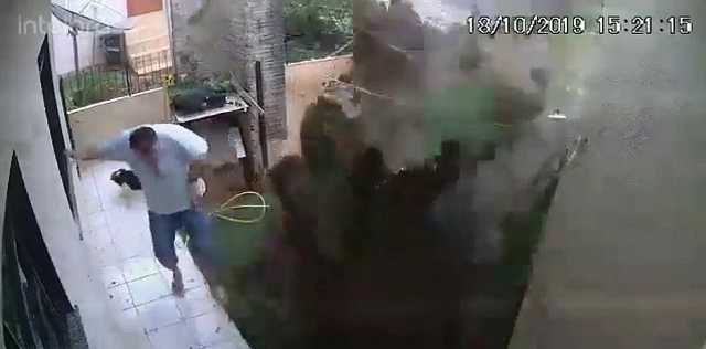 Os ingredientes usados pelo caminhoneiro Cesar Schmitz são gasolina, veneno em spray e fogo (Foto: Reprodução)