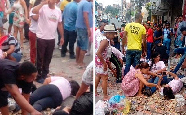 Todos os feridos foram atendidos ainda na calçada por equipes do Serviço de Atendimento Móvel de Urgência (Samu), pelo Corpo de Bombeiros e pela Defesa Civil de Candeias (Foto: Reprodução)