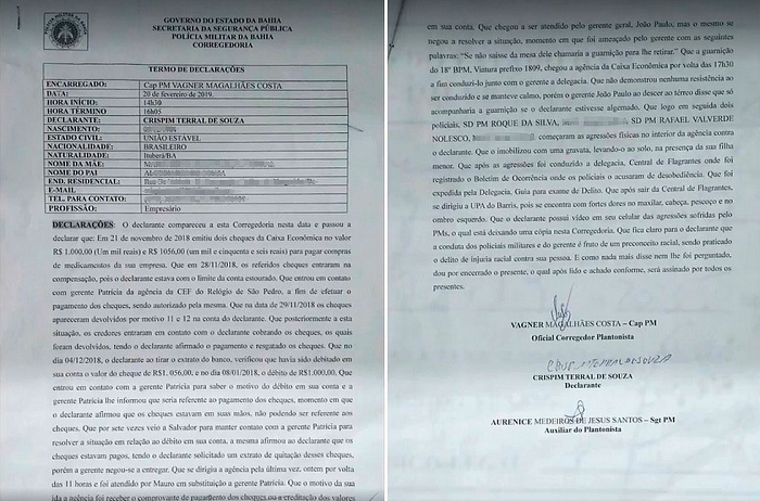 Crispim registrou caso na Corregedoria da Polícia Militar (Foto: Reprodução) Crispim registrou caso na Corregedoria da Polícia Militar (Foto: Reprodução)