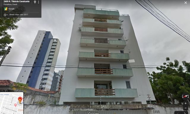 Imagem do prédio situado na rua Tibúrcio Cavalcante, em Fortaleza, antes do desabamento (Foto: Reprodução | Google Maps)