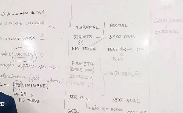 O fato aconteceu em uma classe com estudantes do 6ª ano, com média de 12 anos de idade. Professor diz que aula foi exercício de linguagem (Foto: Reprodução | TV Globo)