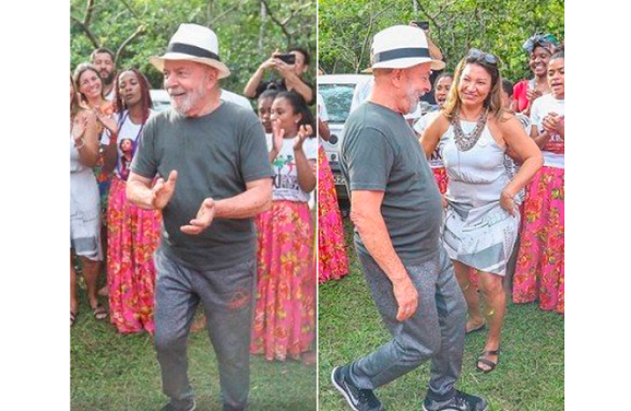 Ex-presidente Lula entrou na roda e dançou com a namorada, a socióloga Rosângela da Silva (Foto: Reprodução | Instagram)