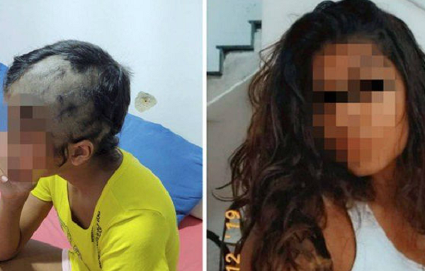Adolescente de 14 anos que teve o cabelo raspado pelo pai (Foto: Reprodução)