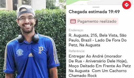 O entregador Cristopher Jonas relatou a história emocionante em seu Facebook (Foto: Reprodução)
