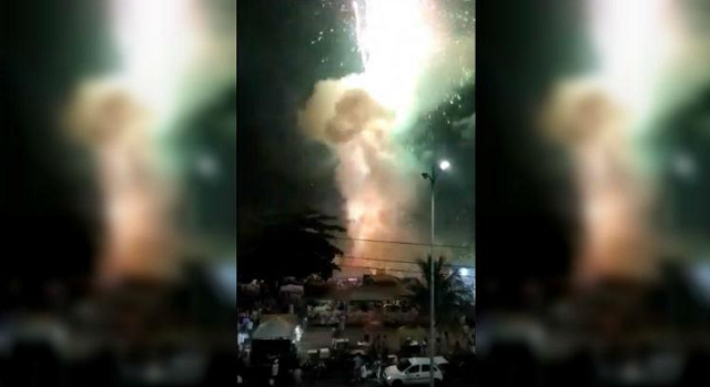 O estabelecimento não tinha autorização para fazer a queima de fogos (Foto: Reprodução)