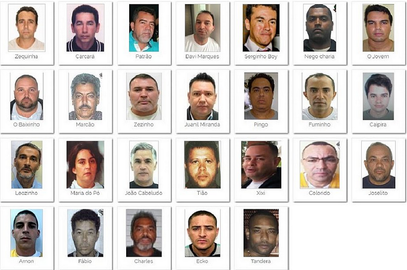 Lista com os 26 criminosos mais procurados no país (Foto: Divulgação)