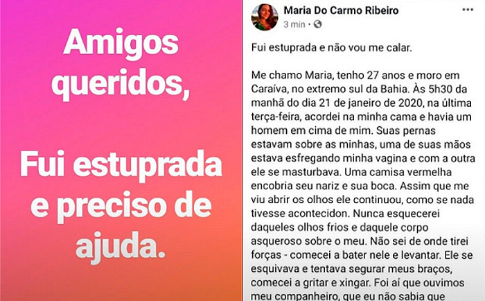 Maria do Carmo Ribeiro relatou em suas redes sociais um ataque sexual ocorrido enquanto dormia, dentro de sua casa (Foto: Reprodução)