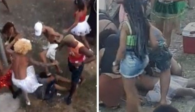 Homem é perseguido por um grupo e agredido com chutes e socos (Foto: Reprodução)